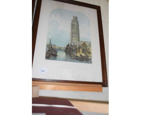 Boston Church, reproduction print, framed and glazed