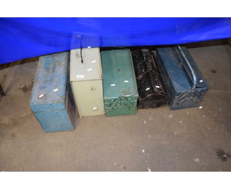 Five metal tool boxes