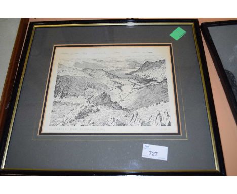 Ulswater from St Sunday Crag, signed A Wainwright, print, framed and glazed