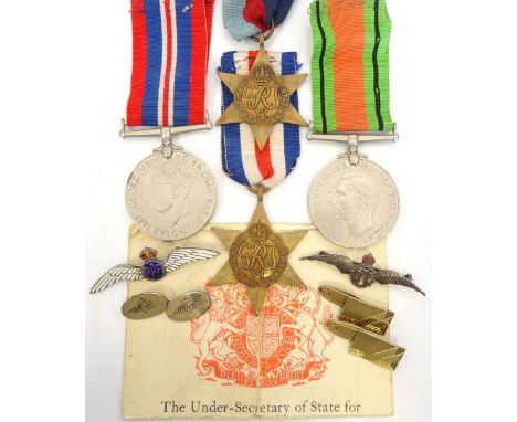 WWII BRITISH MEDAL GROUP
comprising 1939-45 Star; France and Germany Star; Defence and War Medals; with slip (Air Council); s