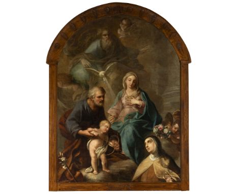 MARIANO SALVADOR MAELLA (Valencia, 1739 - Madrid, 1819). "Holy Family with Saint Teresa of Jesus". Oil on canvas. Relined. At