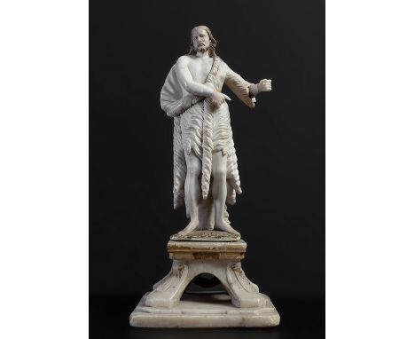 Italian school of the XVIII century."St. John the Baptist.Alabaster.Measures: 37 x 10 cm.Alabaster sculpture representing St.