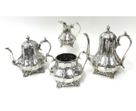A four piece ornate silver plated tea service by Philip Ashberry & Sons, Sheffield