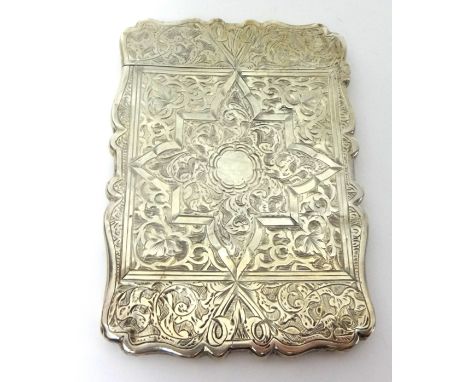 Victorian silver card case with engine turned design, 1899 Birmingham