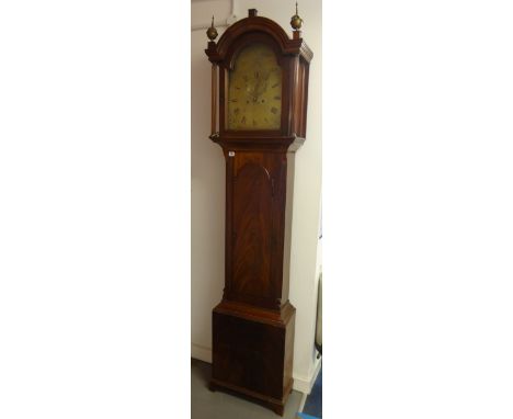 A 19th century mahogany Longcase Clock with brass dial, Wm Paddon, Modbury, Devon maker, 8 day striking movement