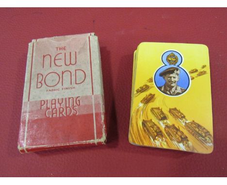 WWII playing cards - Field Marshal Montgomery Tanks, fabric finish, full pack minus Jokers, circa 1942
