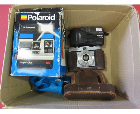 A Polaroid Supercolour 635 camera together with a Wirlin 35mm and Vivitar PS45s (3)