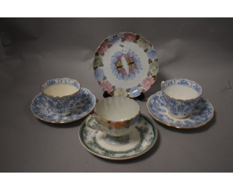 A mixed lot of cups and saucers, including Lamport and Holt line saucer.