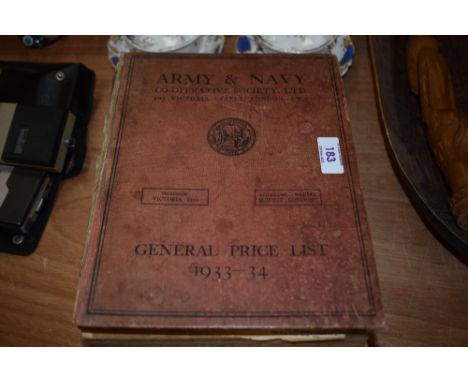 A vintage book, the 1933-34 general price list for the Army and Navy Cooperative society.