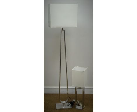 Contemporary style brushed chrome finish standard lamp (H130cm) and matching table lamp (This item is PAT tested - 5 day warr