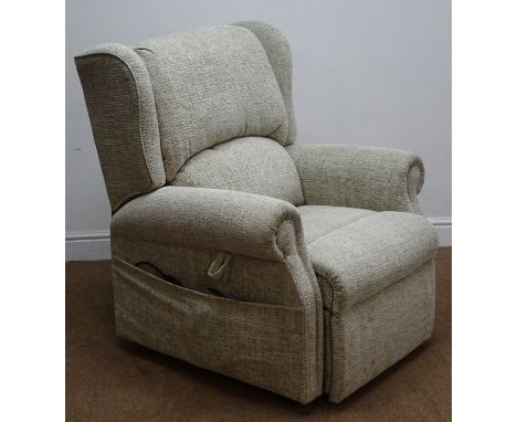 Electric reclining armchair, upholstered in a stone wash fabric, W83cm (This item is PAT tested - 5 day warranty from date of