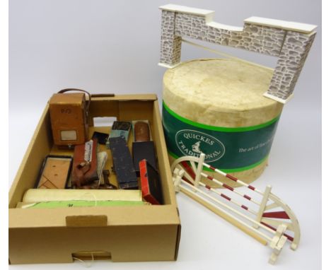 Newman Tubular Extension Speaker, boxed, three Micrometers, Whirling Psychrometer, drawing instruments, Avo Meter, Burns Bro 
