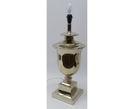 'India Jane' urn shaped nickel table lamp on stepped square base (H50cm excluding light fitting) Condition Report Click here 