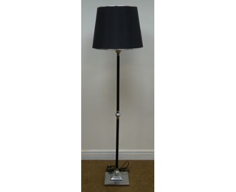 Chrome and black finish standard lamp and shade, H142cm (This item is PAT tested - 5 day warranty from date of sale) Conditio