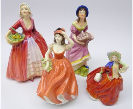 Two Royal Doulton figures Janet &amp; Autumn Breezes, Coalport Andrea &amp; Jennifer Jane (4)