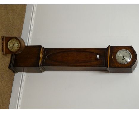 Early 20th century oak granddaughter clock, silvered dial Arabic movement enclosing a 'Smith's' electric movement (H134cm) an