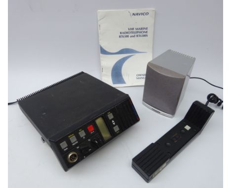 Navico VHF RT6500B Radiotelephone with microphone handset, speaker and owners manual - contains all shipping channels