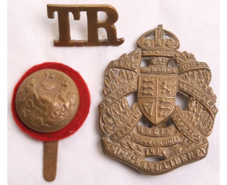 2nd King Edwards Horse Cap Badge being a brass other ranks example with slider fitting to the reverse. Accompanied by a Train