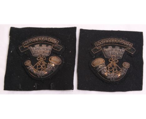 Scarce Pair of Somerset Light Infantry Territorials Officers Collar Badges, being bullion wire bugles with PA to the centres 