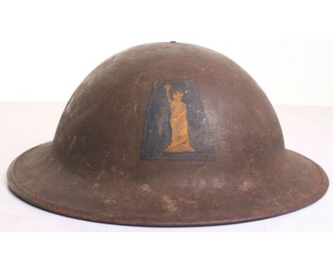 WW1 American 77th Division Steel Helmet, standard pattern rough textured steel helmet with hand painted divisional insignia o