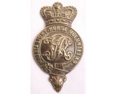 Victorian 1st Hertfordshire Light Horse Volunteers Martingale Badge, being a Victorian crowned garter with “1ST HERTS LIGHT H