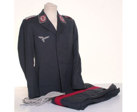 Luftwaffe General Staff Officers Full Uniform consisting of private purchase officers flieger blouse style tunic with crimson