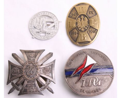 Selection of Polish Badges consisting of pre WW2 2nd Brigade Polish Legion brass breast badge, aluminium pin back badge, 28th