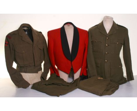 Selection of British Military Uniform, consisting of WW2 officers service dress with RAOC tunic buttons to the front and pock