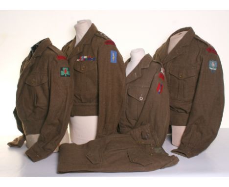 Selection of British Battle Dress, consisting of 1949 pattern Royal Engineers officers example with printed formation sign fo