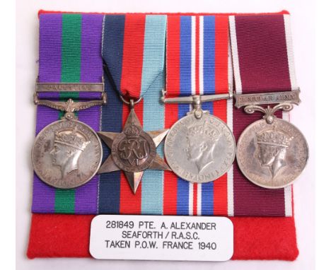 WW2 Campaign and Long Service Group of Four, Seaforth Highlanders / Royal Army Service Corps, group consists of George VI Gen