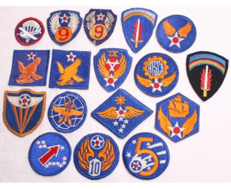 Selection of WW2 & Post War American Air Force Insignia, including 2x variations of embroidered 9th Air Force, Glider Troops 