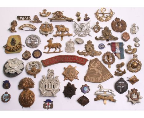 Selection of British Regimental Badges consisting of white metal Highland Light Infantry with two lug fittings, heavy cast wh