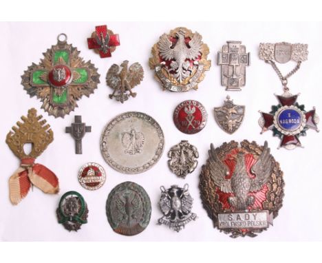 Selection of Early Polish Breast Badges and Awards, mostly all 1920’s period and earlier, including large screw back gilt and