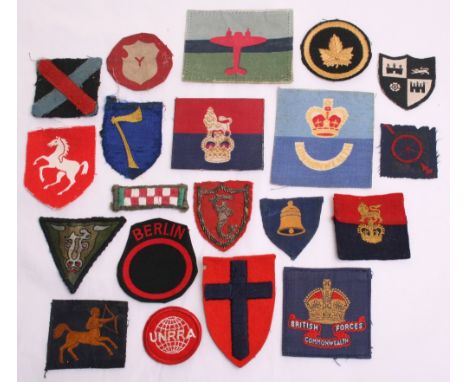 Selection of Cloth Formation Signs consisting of bullion embroidered Polish 2nd corps, embroidered 10th Indian division, prin
