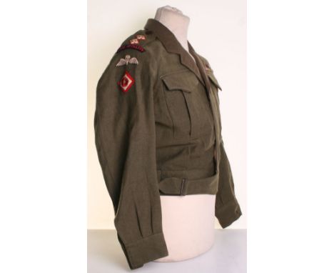 Royal Artillery Parachute Qualified 42nd Division Battle Dress Set, consisting of 1943 dated Australian made open collar batt