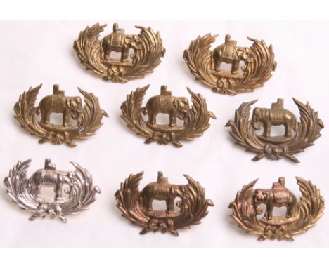74th (Highland Light Infantry) Regiment of Foot Collar Badges, consisting of early Elephant within palm wreath type. One silv