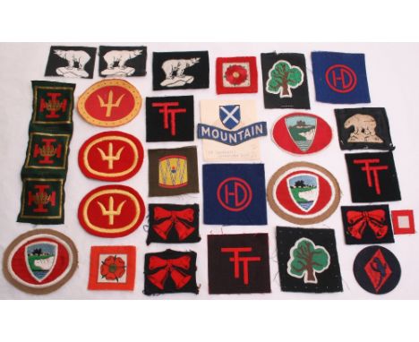 Selection of British Army Infantry Divisions Cloth Formation Signs, including printed 1st pattern 42nd division, 2x variation