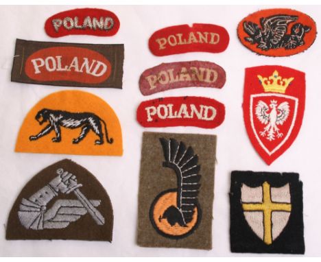 Selection of WW2 Polish Cloth Insignia consisting of embroidered Polish Officers attached British Army in North Africa format