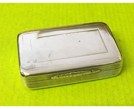 SILVER SNUFF BOX WITH REEDED EDGE AND ORNATE THUMBPIECE -LONDON 1841  1.4oz APPROX