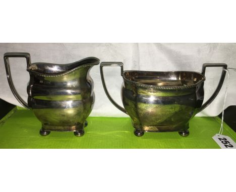 SILVER ROPE EDGED SUCRIER AND CREAM JUG, SHEFFIELD 14.7oz APPROX