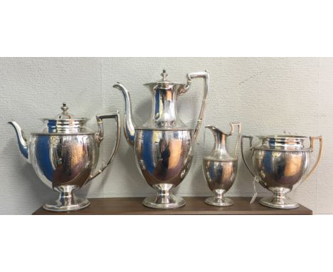  A SILVER FOUR PIECE TEA/COFFEE SERVICE ENGRAVED BEADED DECORATION  HALL AND CO SHEFFIELD 1864 81.6oz APPROX