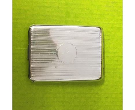 SILVER SLIM RECTANGULAR CASE WITH ENGINE TURNED BANDS BIRMINGHAM 1928 - 1oz APPROX