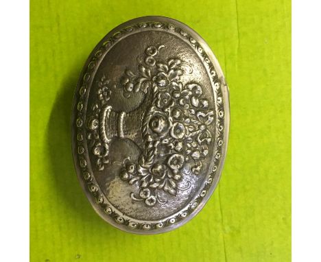 800 GRADE WHITE METAL OVAL TRINKET BOX, 4oz APPROX