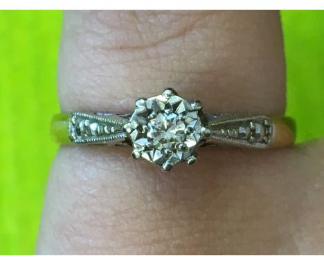 18CT YELLOW GOLD DIAMOND SOLITAIRE RING, SIZE J, 2.4G APPROX