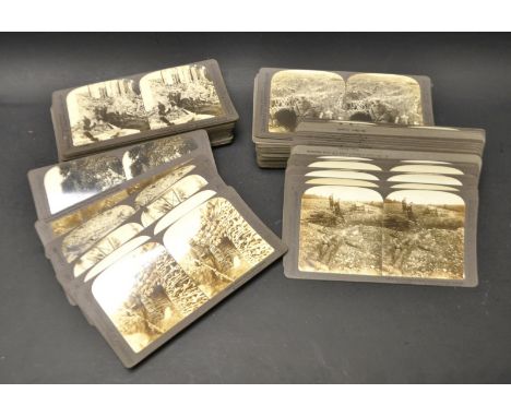 Stereoscope Cards - Underwood & Underwood, WWI, World War One, assorted views, Down in the trenches on the Somme front, Motor