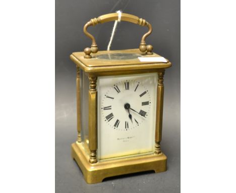 A brass carriage clock, Mappin and Webb, Paris