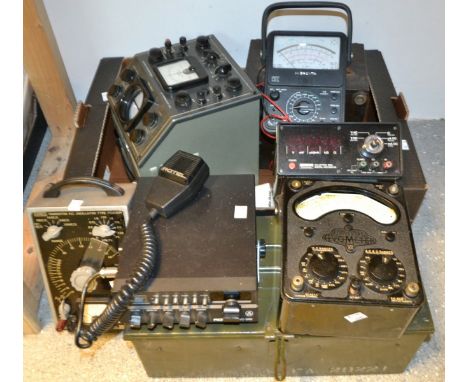 Scientific Instruments - an E M I Electronics W.M.I Oscilloscope; a Crompton combination Amperes and Volt meter;  a Universal