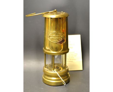 A brass Welsh miner's lamp, boxed