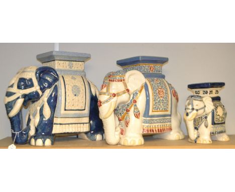 A ceramic elephant jardiniere stand; others similar (3)