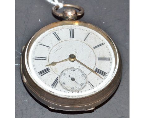 A Victorian silver open face pocket watch, white enamel dial, Roman numerals, subsidiary second, minute track, key wind movem